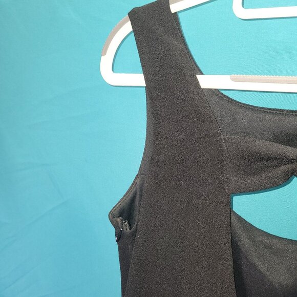 Black Sleeveless Dress With Lace Hem & Bow Back Design By Pink Owl Size S - Picture 5 of 15